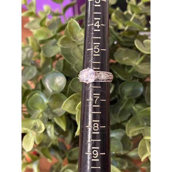 Victorian Style Large Cz Silver 925 Ring - Picture 11 of 11